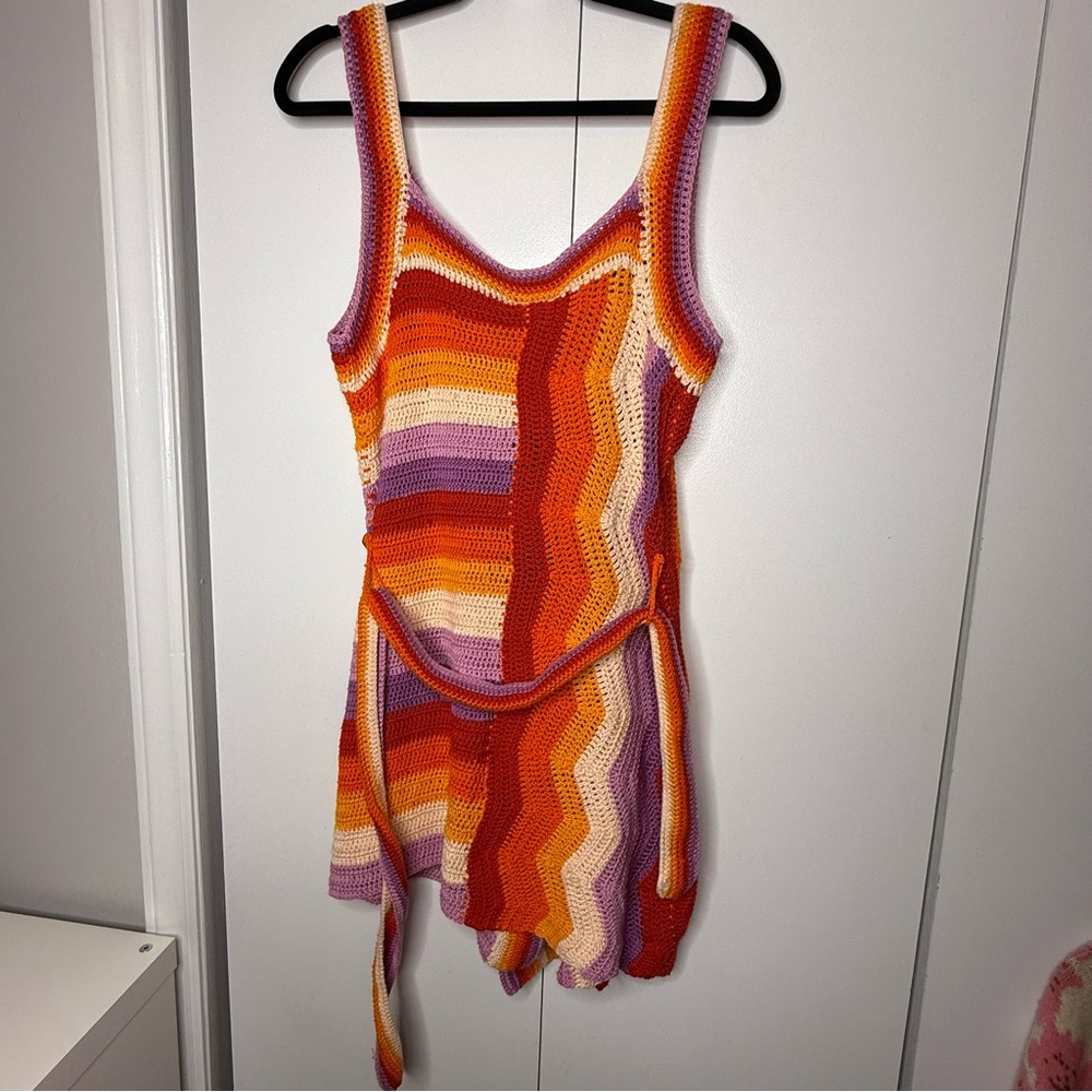 Farm Rio - Crochet Mini Dress NWT Medium (missing belt buckle) - Picture 9 of 11